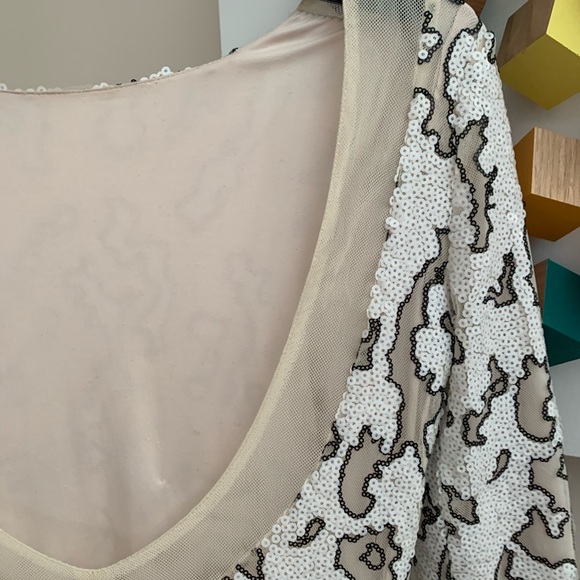 Zara Basic White Sequin Long Sleeve Dress  XS - Picture 4 of 4